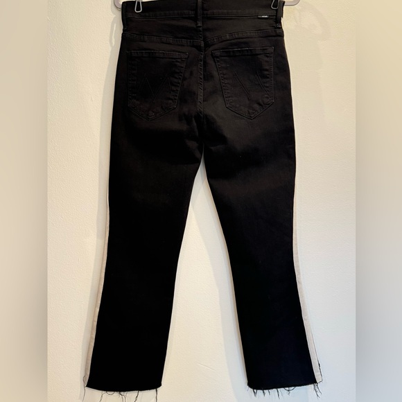 MOTHER Step Fray Insider Crop JEANS Guilty Racer Black White Stripe Size 27 $248 - Picture 7 of 12